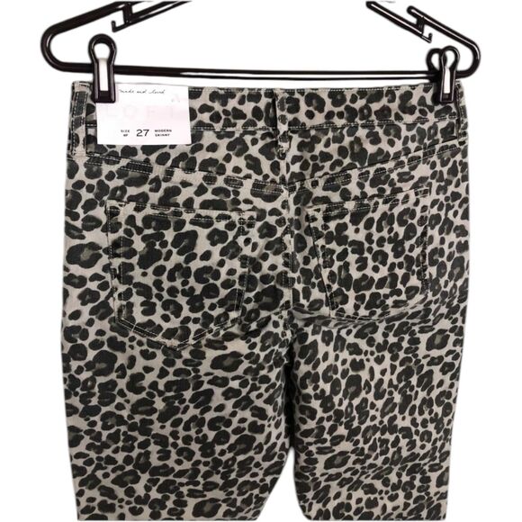 NWT Loft Modern Skinny Gray Black Leopard Print Jeans Women's Petite Size 4 - Picture 6 of 8